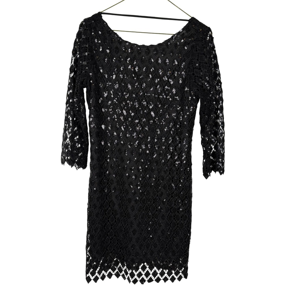 Ark & Co. Sequin Lace Cocktail Women Mini Sheath Dress Black Medium